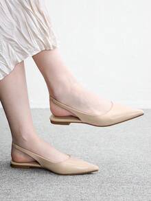 CUCCOO BIZCHIC 女款春夏秋時尚簡約尖頭低鞋口杏色油染皮通勤平底鞋 - 淺杏色 - 查看 8