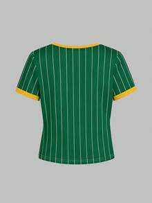 Tween Girl Slim Fit Casual Minimalist Comfortable Crew Neck Tight Long Length Short Sleeve T-Shirt Suitable For Summer - Multicolor - View 2