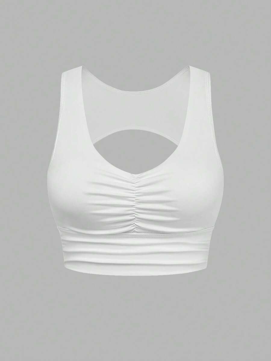 SHEIN Unity Women's Sleeveless Sports Vest Tops Removable Padded Backless Design For Summer Outdoor Sports Work White Athleisure - White - View 1