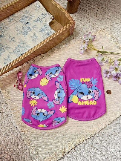 PETSIN 2 chiếc áo khoác cho thú cưng in hình thỏ dễ thương nhiều màu sắc, thoải mái và mềm mại, không rụng lông.