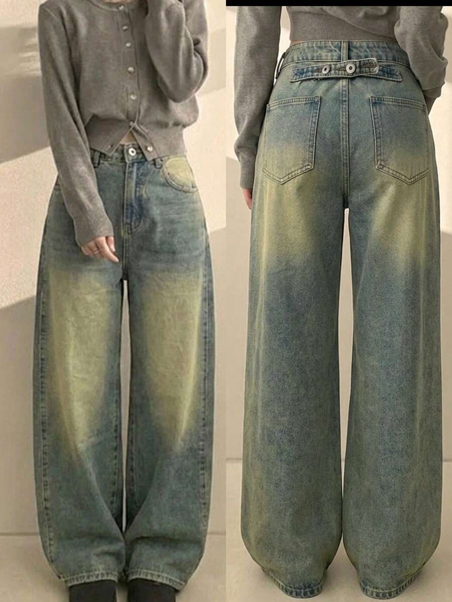 DAZY 女款休閒百搭日常旅行牛仔褲,附口袋與鈕扣 - 淺色水洗藍 - 查看 1