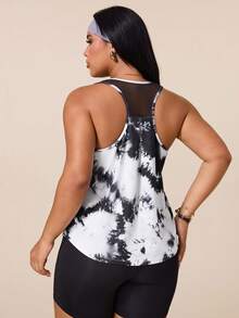 SHEIN Rhythm Era Plus Size Women's Tie-Dye Casual Versatile Daily Travel Sports T-Shirt - Multicolor - View 1
