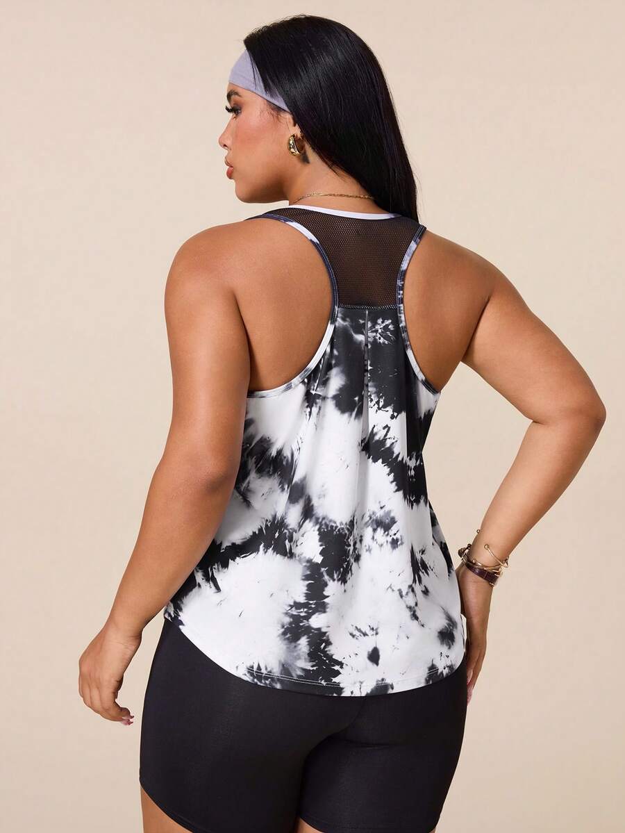 SHEIN Rhythm Era Plus Size Women's Tie-Dye Casual Versatile Daily Travel Sports T-Shirt - Multicolor - View 1