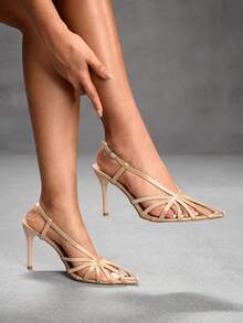 CUCCOO SZL Outdoor Women's Pointed Satin Strip Fabric Fashion Breathable And Comfortable Daily Party Banquet Buckle Sandals - Sardine, gold - View 1