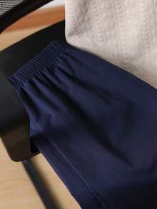 2pcs Men's Teen Casual Minimalist Textured Khaki Polo Shirt & Shorts Set, Loose Fit, Comfortable, Suitable For Spring, Summer, Autumn, Daily Wear, Commuting, Outdoor Play, Sports, School, Streetwear, Parties And Photos - Blue - View 7