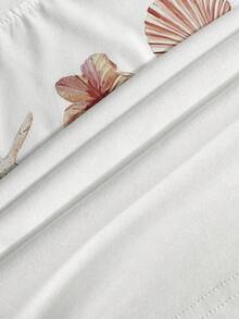 INAWLY Beach Vacation Patchwork Aesthetic, Ocean Starfish Pearl Print, Suitable For Women's Summer Tops & T-Shirts - White - View 4