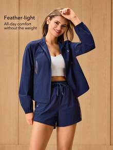 OutZeal Women Sun-Proof Jacket Hiking Camping Lightweight Mesh Panel Outdoor Jacket - Navy Blue - View 4