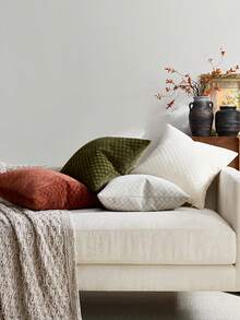 Cirelle 1/2 Stücke karierte Chenille Kissenbezüge, ohne Füllung, ganzjährig weiche Jacquard Kissenhüllen, Reißverschluss Design, universelle Heimdekoration für Sofa und Schlafzimmer - Hellgrau - Übersicht 6