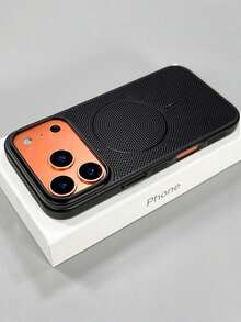 1pc Breathable Hole Fluorescent Wireless Charging Case, Liquid Silicone Ultra-Thin Shockproof Cover, Compatible With Phones 17 AIR 16 15 14 13 12 11 Pro Max Plus - Black - View 2