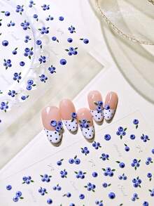1PC Cute Mini Blueberry Embossed Jelly Nail Stickers, Fresh Fruit Nail Art Decals - Multicolor - View 3