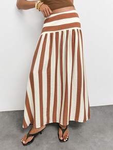 Maija Women's Striped Pleated Casual Skirt - Multicolor - View 7