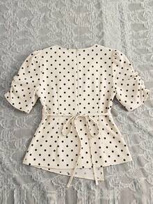 Franclia Elegant Asymmetric Design Round Neck Blouse For Women - Apricot - View 2