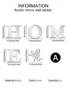 Adesivo da parete a specchio acrilico 3D con slogan, ideale per decorare l'ingresso e il corridoio. Adatto per decorazioni murali per San Valentino, matrimoni di San Valentino, compleanni - Argento - Visualizzare 13
