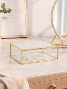 Caixa de Jóias de Vidro Hexagonal, Caixa de Jóias Casa de Flores, Casa de Flores Anel de Diamante Carnudo, Casa de Plantas e Flores para Jardinagem Doméstica - Transparente - Visão 13