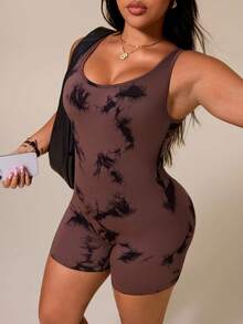 Easithlete Women's Plus Size Colorblock Slim Fit Athletic Jumpsuit - Coffee Brown - View 5