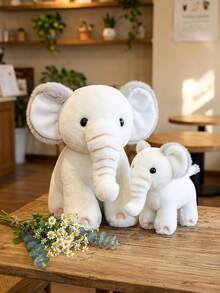 POKOJA LAND 1PC Standing Ivory Elephant Plush Doll,Cute Kawaii Adorable Funny Grey Trim Ear Animal,As Home/Room/Bedroom/Car Decor,Desk&Travel Plush,Backpack Charm,Collectible,Plush Doll,Perfect/Birthday/Christmas/Holiday Gift. - Multicolor - View 5