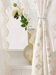 1pc French Pastoral Embroidered Sheer Curtain, No Drilling Required For Balcony, Bedroom, Suitable For Multiple Occasions - Multicolor - View 8