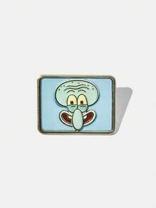 SpongeBob SquarePants | SHEIN 4件組新款創意卡通大頭貼紙立體金屬胸針套組，IP聯名設計，可愛個性化，簡約大方，亦可作為 - 白金 - 查看 3