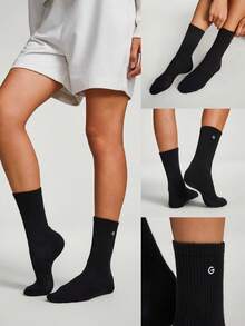 GLOWMODE 3 pares de calcetines suaves de malla ventilada con logotipo bordado para uso diario, deportivo y casual - Negro - Ver 8