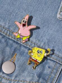 SpongeBob SquarePants | SHEIN Un juego de nuevos broches creativos de animales marinos de dibujos animados, diseño conjunto de IP, lindo y personalizado, simple y generoso, también se puede usar como accesorio, adecuado para varias fiestas, conciertos, festivales, regalos exquisitos - Multicolor - Ver 4