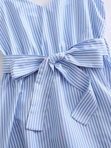 SHEIN Holidaya Damen Lässig Urlaubsstil bedrucktes gestreiftes Spaghettiträger Maxikleid - Blau - Übersicht 4