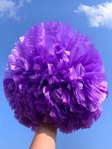 2pcs Extra Large Matte Density Pom Poms, Double-Headed Handle Cheerleading Pom Pom Balls,Outdoor Square Large-Scale Performance Dance Accessories, Suitable For Professional Competition Cheerleading Double-Headed Pom Poms - Multicolor - View 7