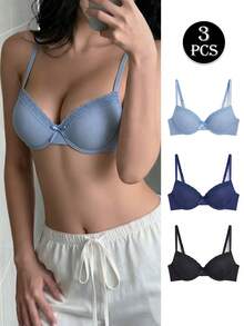 Napfluff Set de 3 sujetadores para mujeres, sujetador sencillo y casual inalámbrico con acolchado - Multicolor - Ver 1