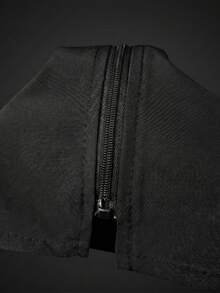 TaskEZ 1 pieza Chaqueta de uniforme de enfermería con cierre de cremallera y dobladillo acampanado de un solo color - Negro - Ver 8