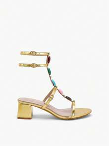 Glitzique Women Heeled Sandals - Emas - View 5