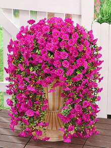 10 Hanging Artificial Silk, Rattan, Eucalyptus Plants, UV Resistant, Suitable For Weddings, Porches, Living Rooms, Office Walls, Courtyards, Bookshelves, Home Decor - Red Lotus Color - View 2