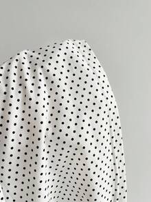 Elamini 女款波點棕色裝飾扣背心上衣 休閒日常度假風 - 白色 - 查看 5