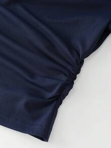 GlowEve Women's Knight Print Top And Drawstring Waist Shorts Casual Daily 2 Pieces Set - Navy Blue - View 5