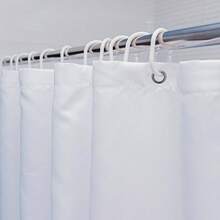 1 pieza Cortina de ducha blanca impermeable & resistente al moho de diseño simple - Blanco - Ver 8