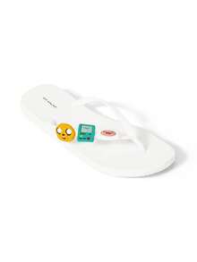 ADVENTURE TIME X SHEIN Cartoon Flip-Flops, EVA Lightweight Material, Toe Protection, Breathable And Quick-Drying, Soft And Comfortable, Summer Beach, Vacation - White - View 8