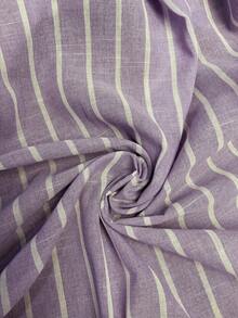 Vaclyn Women's Striped Colorblock Single-Breasted Fashion Pocket Long Sleeve Shirt - Purple - View 6