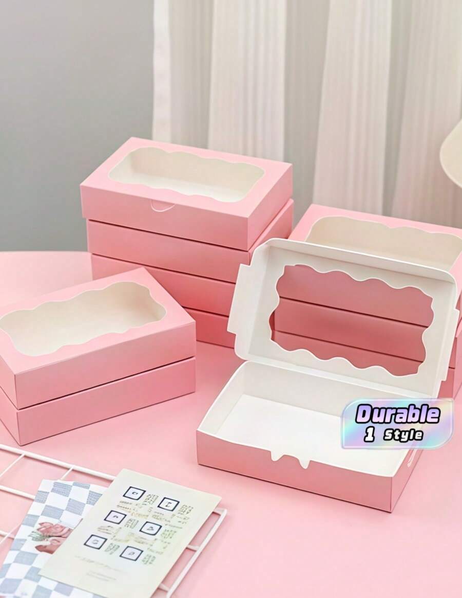 40pc Disposable Paper Cookie Boxes With Clear Window - Square Packaging Boxes For Macarons And Donuts, Suitable For Parties, Birthdays And Festive Gatherings - Sturdy And Food Containers For Candy, Chocolate, Pastries, Party Favors, Holiday - Multicolor - View 1