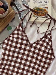 Elavelle Traje de baño de una pieza con tirantes finos y lazo, estampado aleatorio, para mujer, primavera/verano - Multicolor - Ver 5