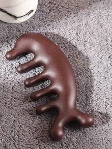 1Pc Dolphin Shaped Scalp Massage Comb, 5-Tooth Imitation Wood Plastic Hair Massage Comb - Brown - View 4