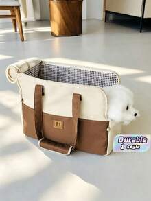 Multi-Color Fabric Travel Bag Suitable For Small Pet Dogs And Cats When Going Out. It Is Perfect For Carrying Fashionable Bags When Out And About. - Mocha Brown - View 1
