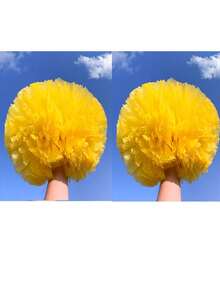2pcs Extra Large Matte Density Pom Poms, Double-Headed Handle Cheerleading Pom Pom Balls,Outdoor Square Large-Scale Performance Dance Accessories, Suitable For Professional Competition Cheerleading Double-Headed Pom Poms - Multicolor - View 10