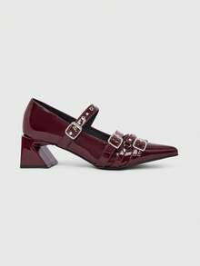 ROMWE Grunge Punk Sepatu hak tebal runcing elegan berbahan kulit pernis untuk Natal, gaya Y2K 2000-an. - Bicara tentang popularitas - View 5
