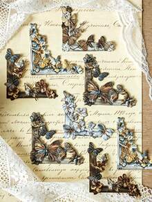 Haus Hana MOMO Hollow Embossed Corner Stickers, Wood Tone Vintage Series, Retro Material For Journal, Craft & Collage Decor - multicolor - View 4