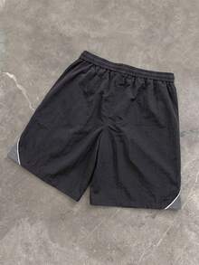 STYNVO Men's Drawstring Waist Colorblock Casual Versatile Daily Travel Shorts - Black - View 2