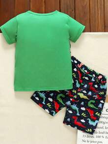 SHEIN Conjunto De 2 Piezas Para Niños Pequeños Con Estampado De Dinosaurio - Multicolor - Ver 2