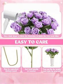 12/20/40piezas Rosas Artificiales Púrpura Flores de Regalo Premium para el Día de San Valentín para Decoración del Hogar, Habitación, Mesa, Boda, Ramo de Novia, Corsage de Muñeca, Arreglo de Florero en Comedor, Dormitorio - Morado - Ver 5