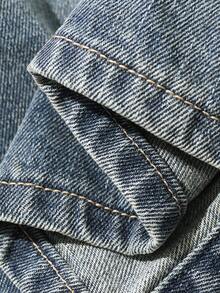 DAZY Blue Washed Denim Short Sleeve Top And Shorts Set For Men - Blue - View 3