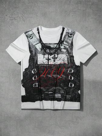 Goth Herren Taktische Weste Muster Streetwear T-Shirt