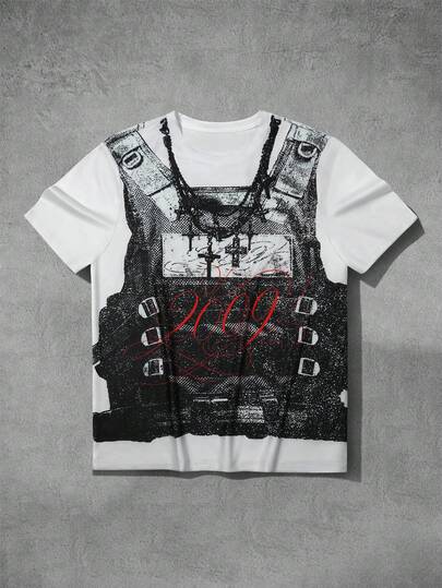 Goth Men's Tactical Vest Print Streetwear T-Shirt