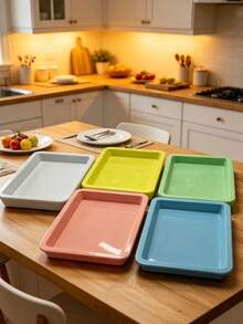 50 Brand-New Plastic Art Trays, 5-Color Sensory Activity Trays, Sand Trays, Handicrafts Classification Trays, DIY Painting And Beading Trays, Household Items, Dimensions: 9.64*7.28*0.9 Inches, Multi-Purpose Art Classification Trays, Plastic Material, Highly Suitable For Painting, Beading, DIY Projects And Classroom Use. - Multicolor - View 2