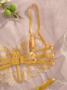 Eraneu Women's Nude Sexy Lingerie Set 2pcs - Yellow - View 9